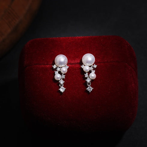 Bling Starry Sky Freshwater Pearl Drop Earrings - May-Lynn Jewelry